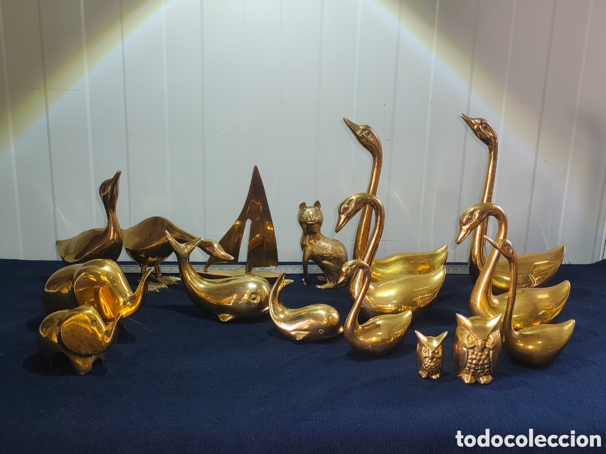 Vintage: Gran Lote de Figuras Vintage de Lat&oacute;n Dorado - Decoraci&oacute;n Mid-Century / Retro