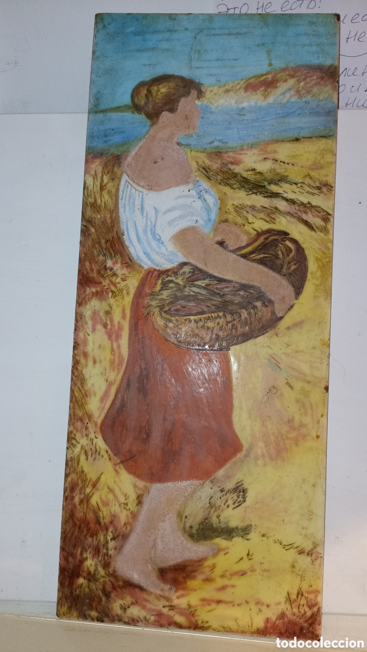 Vintage: Original pintura / placa decorativa sobre soporte met&aacute;lico, de formato alargado 50/20 cm
