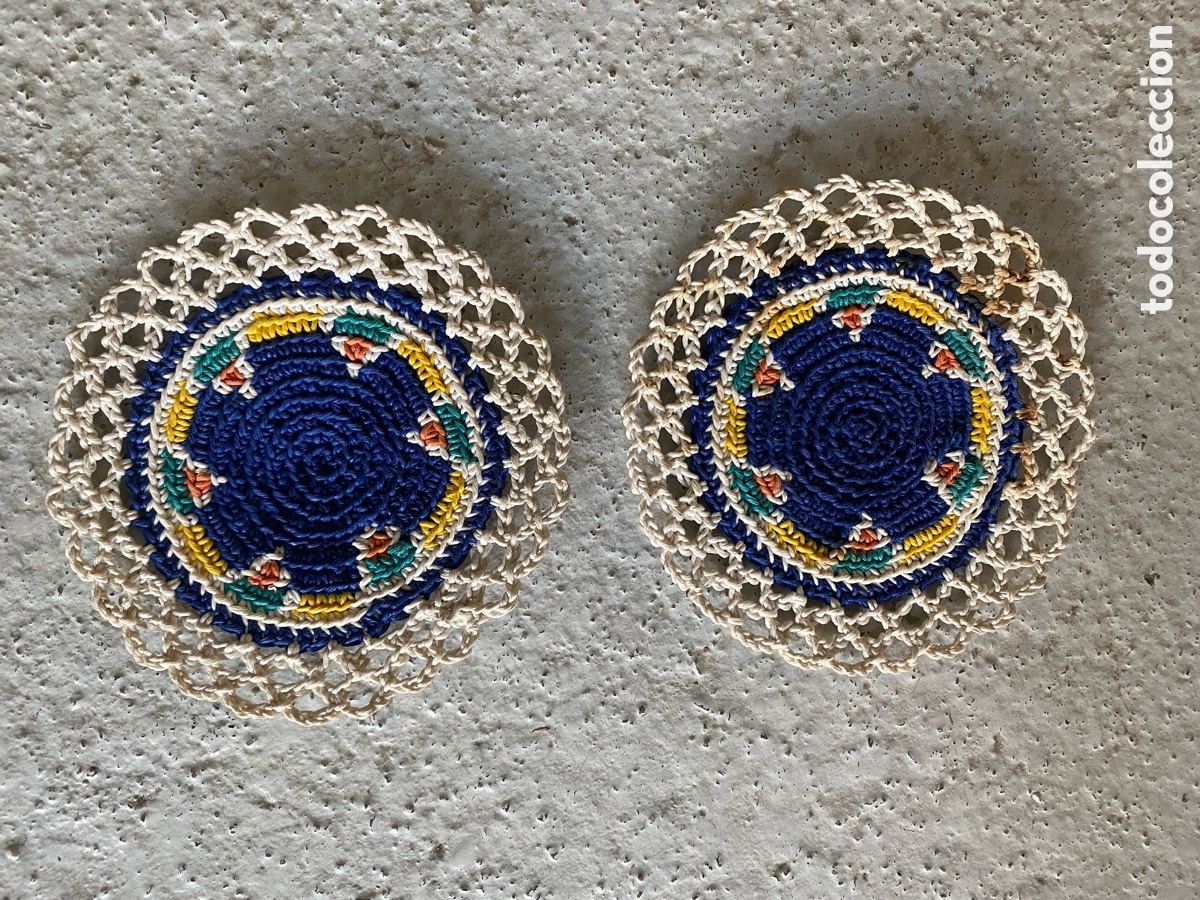 Vintage: 2 Posavasos Vintage Ganchillo (Estilo Retro)