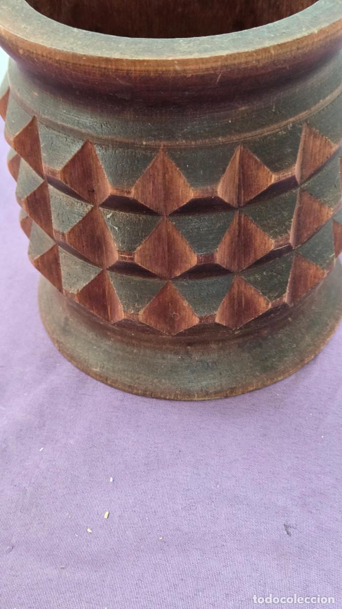 Vintage: tarro africano grande de madera - Foto 3