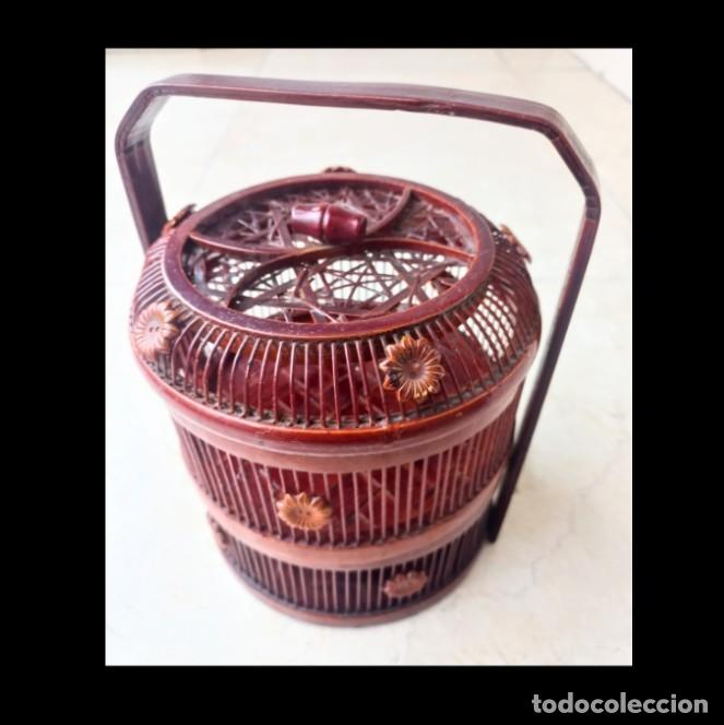 Vintage: Canasta oriental vintage de bamb&uacute; - Foto 2