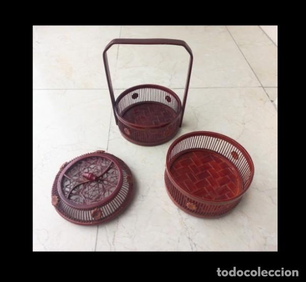 Vintage: Canasta oriental vintage de bamb&uacute; - Foto 5