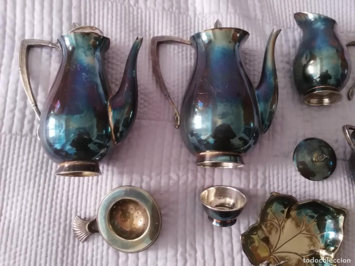 Vintage: juego de Antigua tetera o cafetera, de alpaca plateada