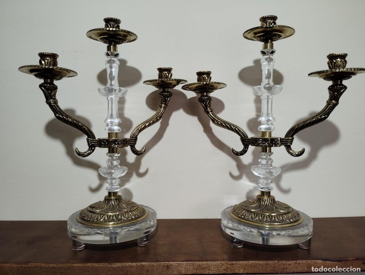 Vintage: Pareja de candelabros de metacrilato