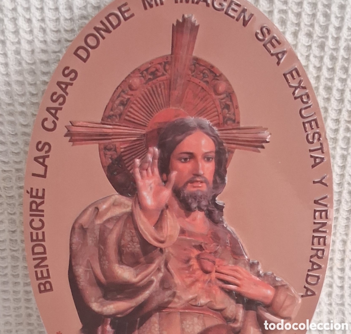 Vintage: Placa Sagrado Coraz&oacute;n de Jes&uacute;s para puerta - Foto 3