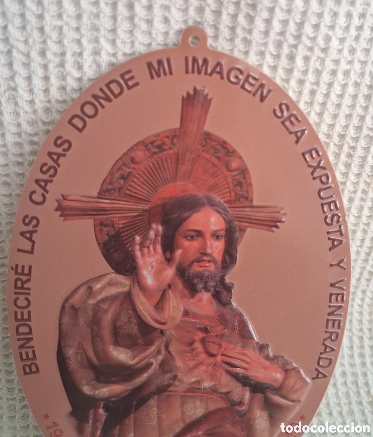 Vintage: Placa Sagrado Coraz&oacute;n de Jes&uacute;s para puerta