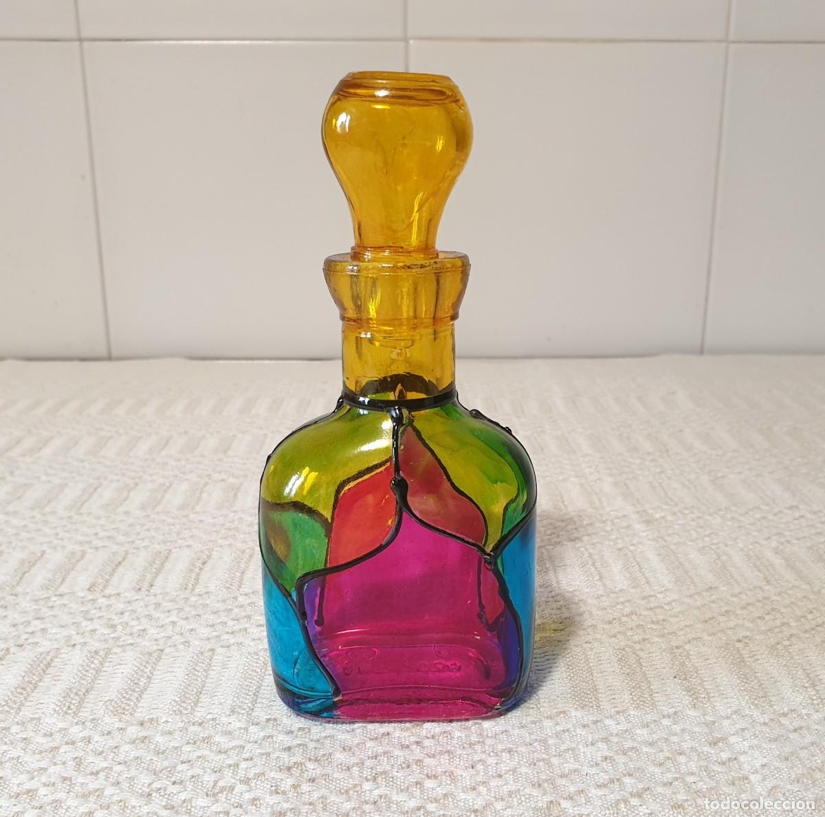 Vintage: Frasco de perfume vintage de vidrieras estilo Tiffany de los a&ntilde;os 80