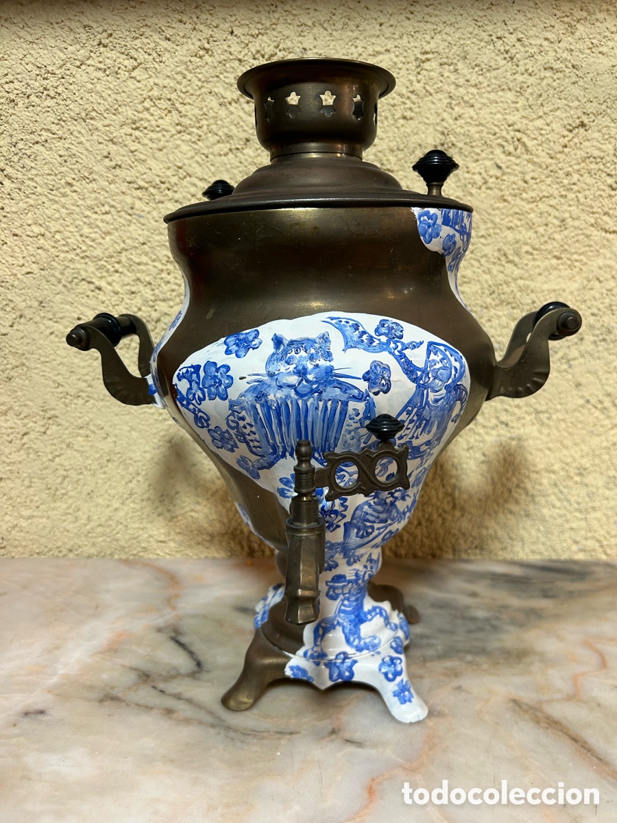 Vintage: Samovar el&eacute;ctrico 3 L de lat&oacute;n pintado a mano a&ntilde;o 1992