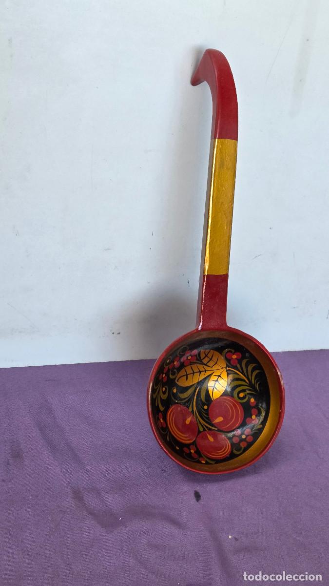 Vintage: cucharron ruso de madera policromado - Foto 2