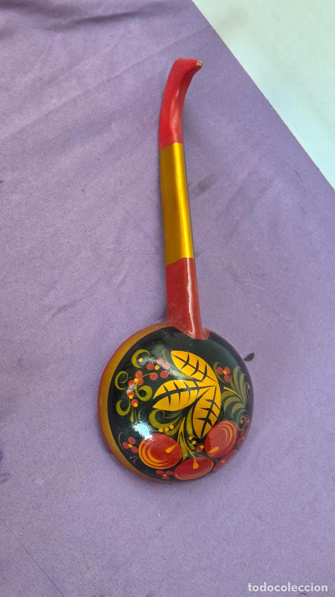 Vintage: cucharron ruso de madera policromado - Foto 4