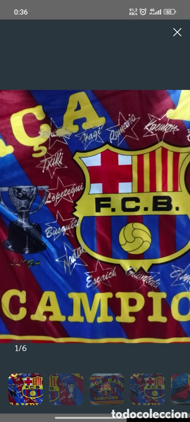Vintage: Bandera de la recopa a&ntilde;os 90 f&uacute;tbol club Barcelona