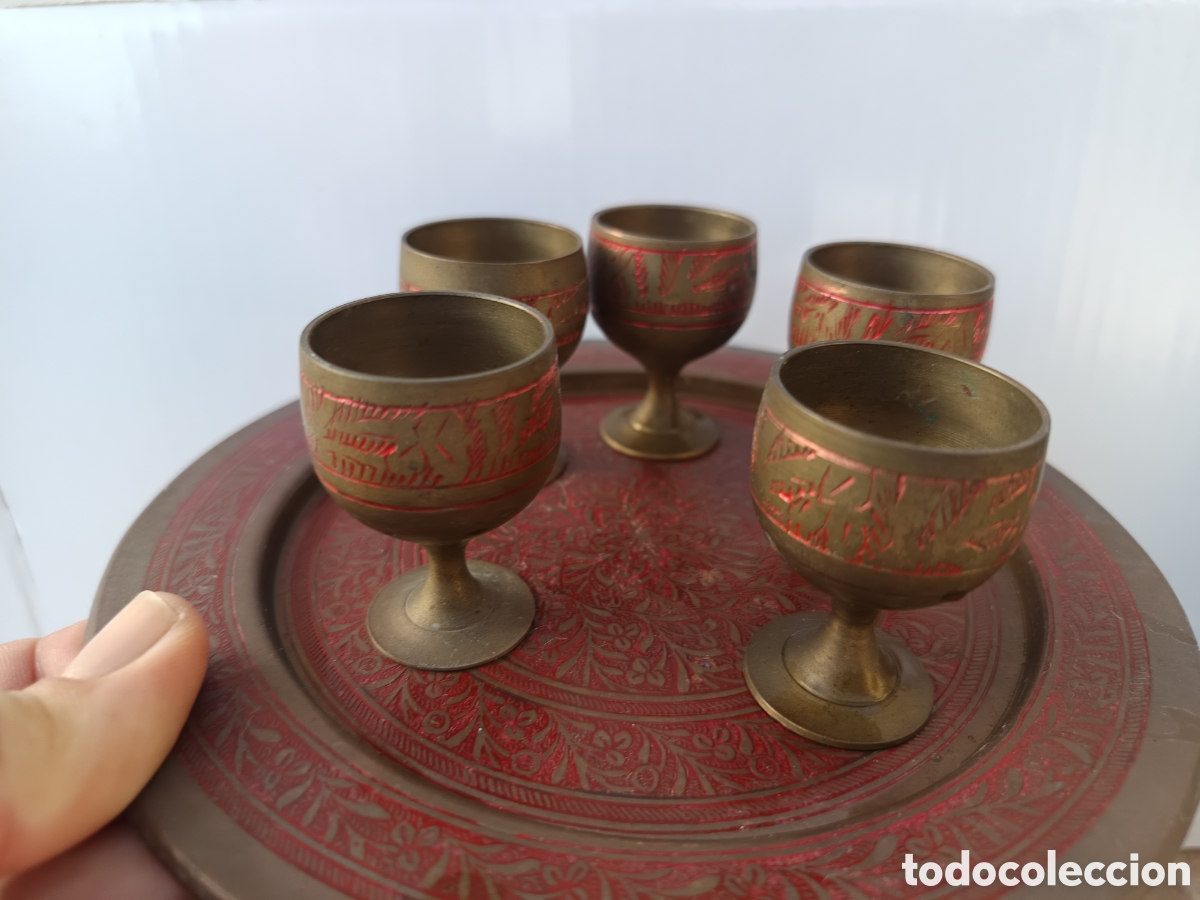 Vintage: Plato con copas India decorcion artesan&iacute;a