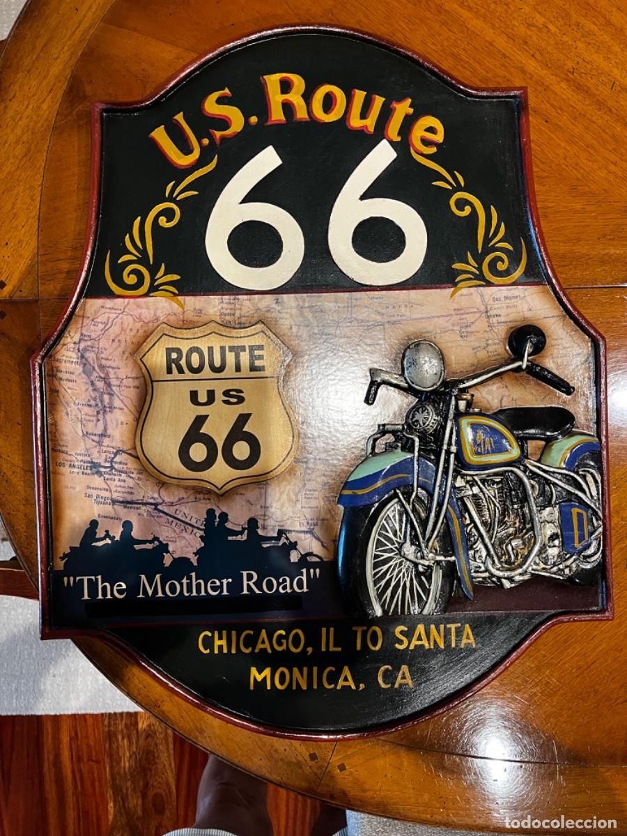 Vintage: Cuadro ruta 66 en madera