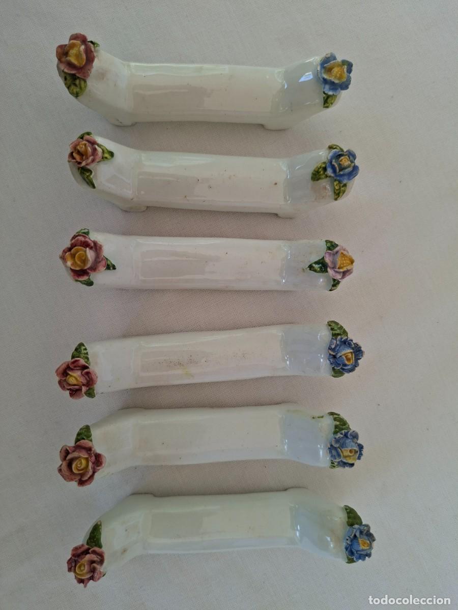 Vintage: Juego DE 6 soportes cer&aacute;micos para cuchillos