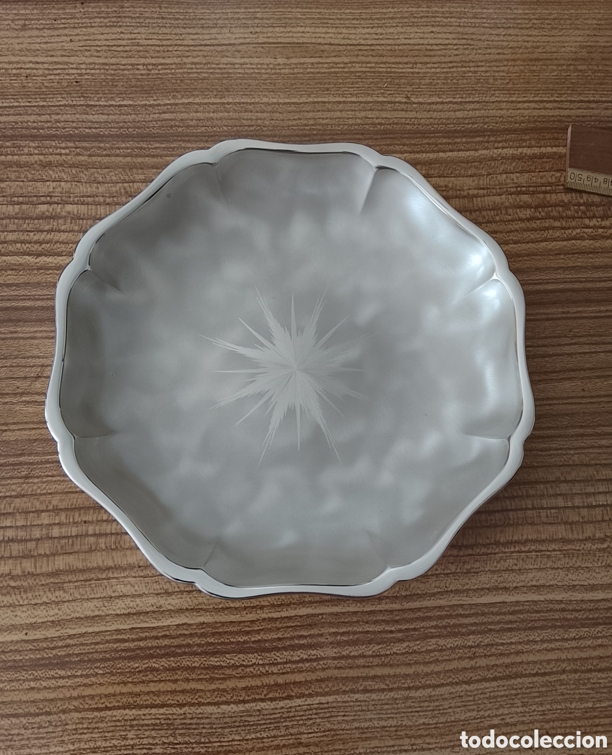 Vintage: Bonita bandeja de metal plateada a&ntilde;os 70, made in Germani.