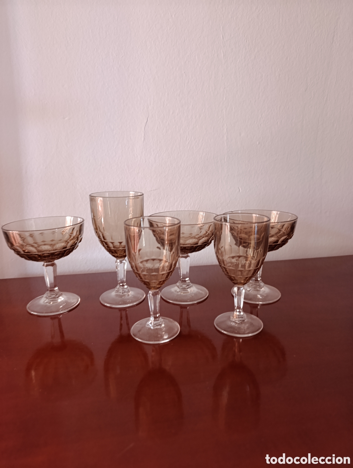 Vintage: Juego de 6 copas talladas a&ntilde;os 70