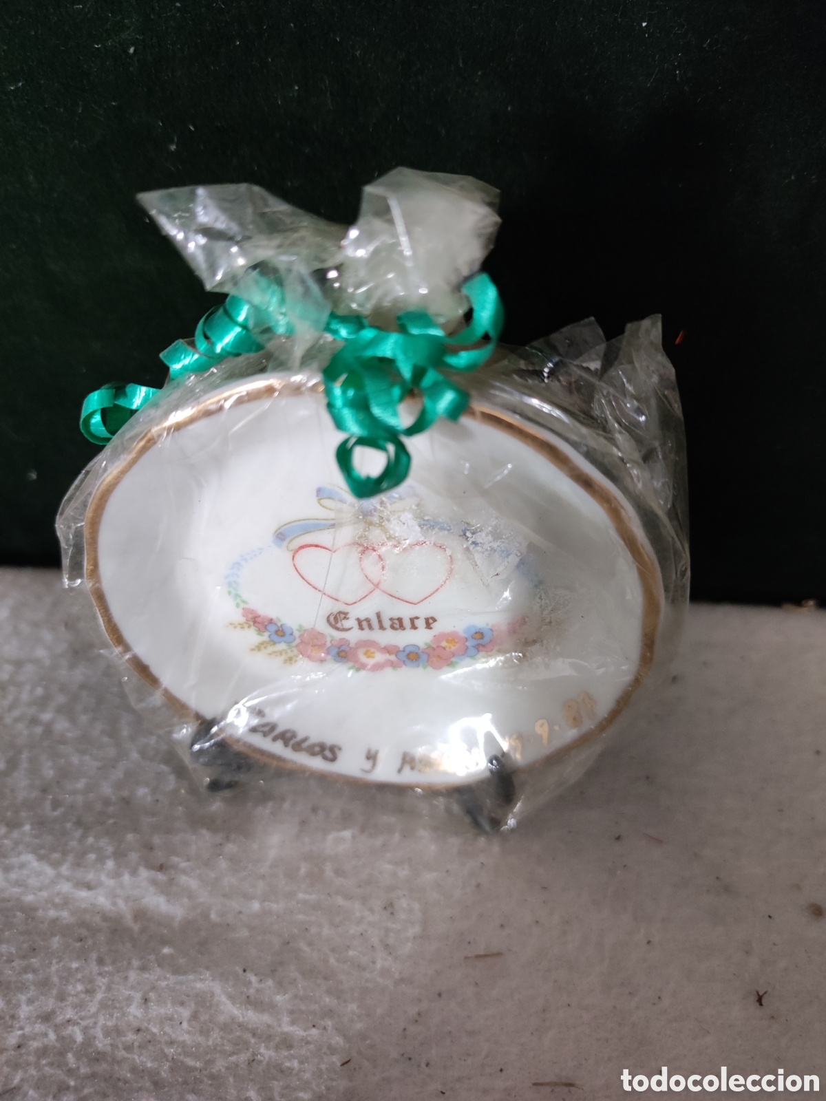 Vintage: Plato de recuerdo de bodas