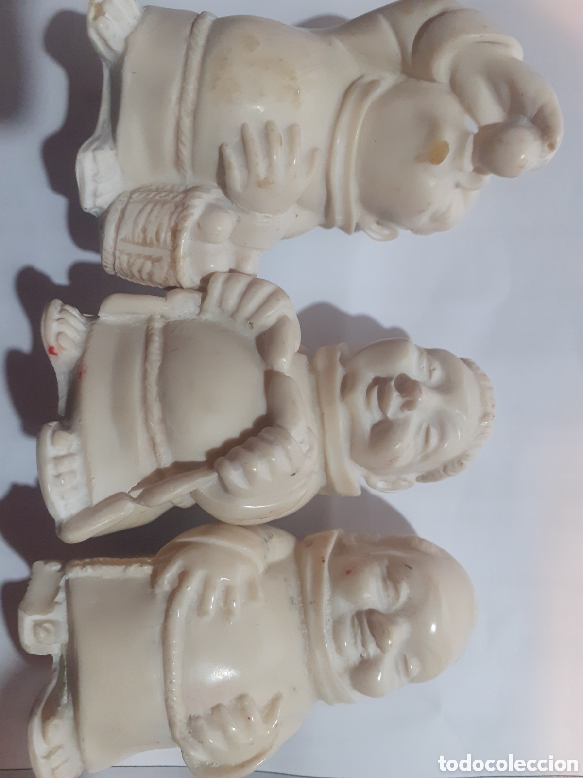 Vintage: 3 FIGURAS DE MONJE VINTAGE EN PL&Aacute;STICO BLANCO. 8 CM ALTURA. TRIO ANTIGUO MUY POPULAR