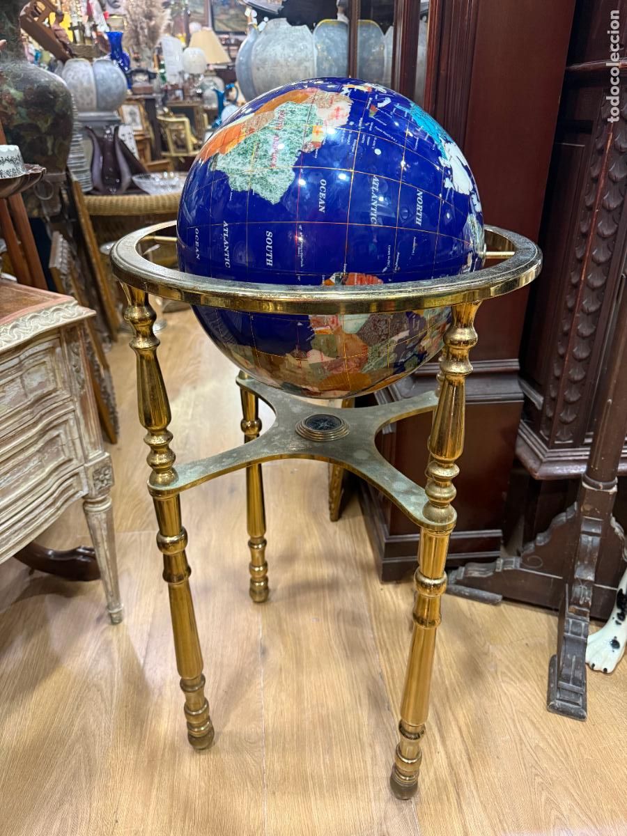Vintage: GRAN GLOBO TERRAQUEO DE PIEDRAS SEMIPRECIOSAS - MEDIDA 85 CM