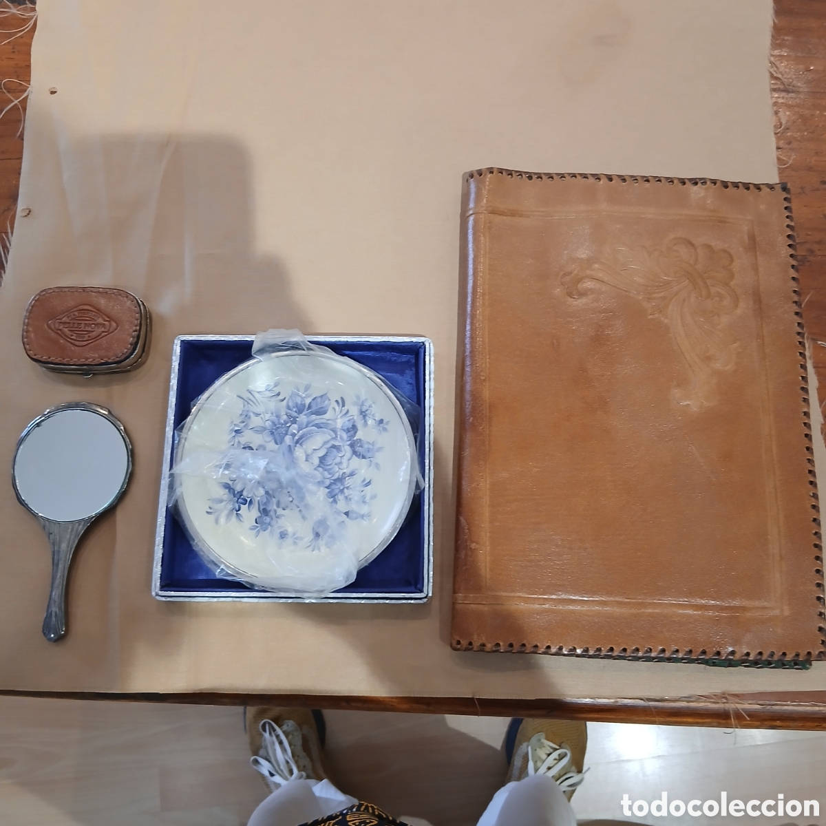 Vintage: Lote variado espejito .set de costura .portafolio .y plato peque&ntilde;o