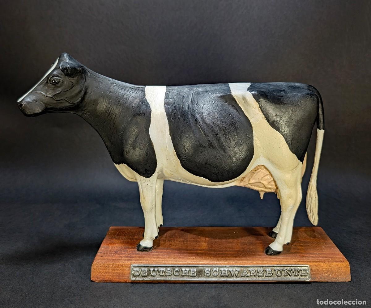 Vintage: Grande Vache Vintage Deutsche Schwarzbunte Sur Socle