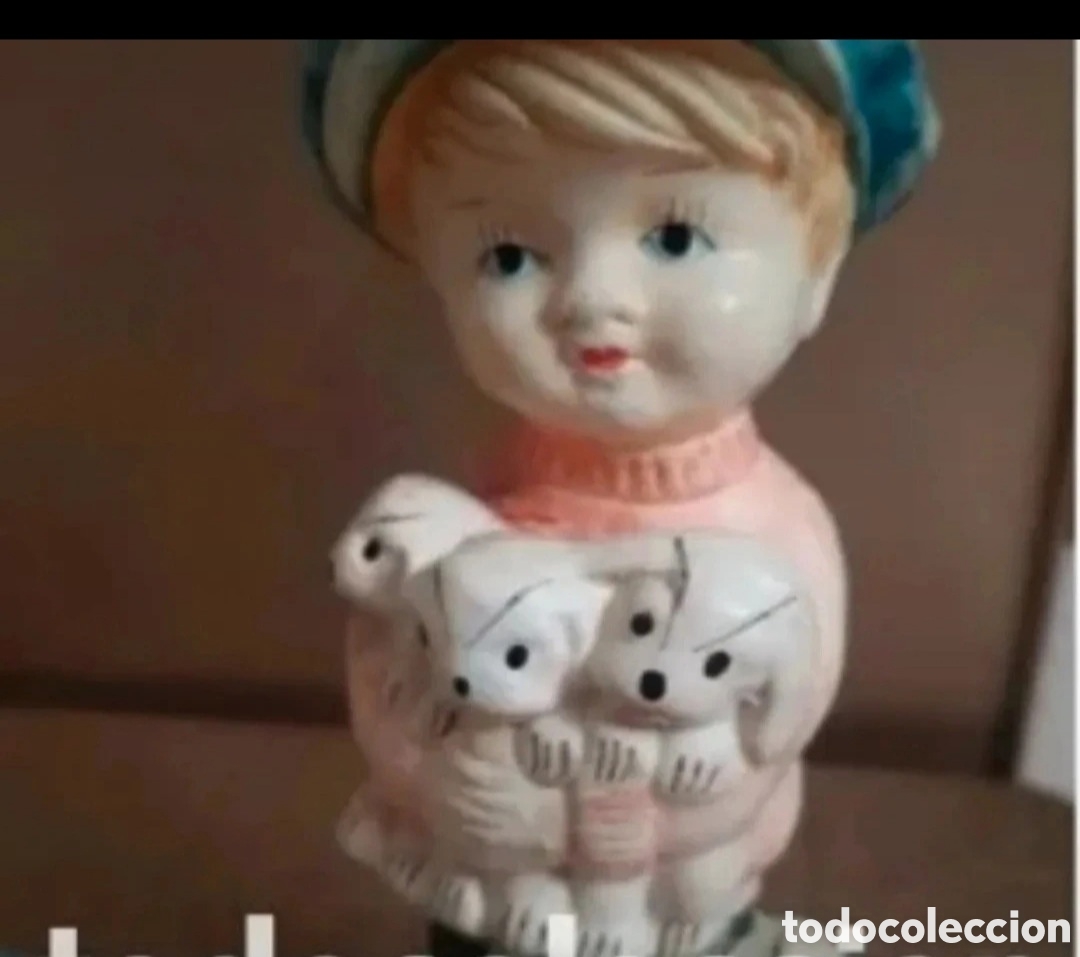 Vintage: 2 figuritas decoraci&oacute;n ni&ntilde;os y perritos