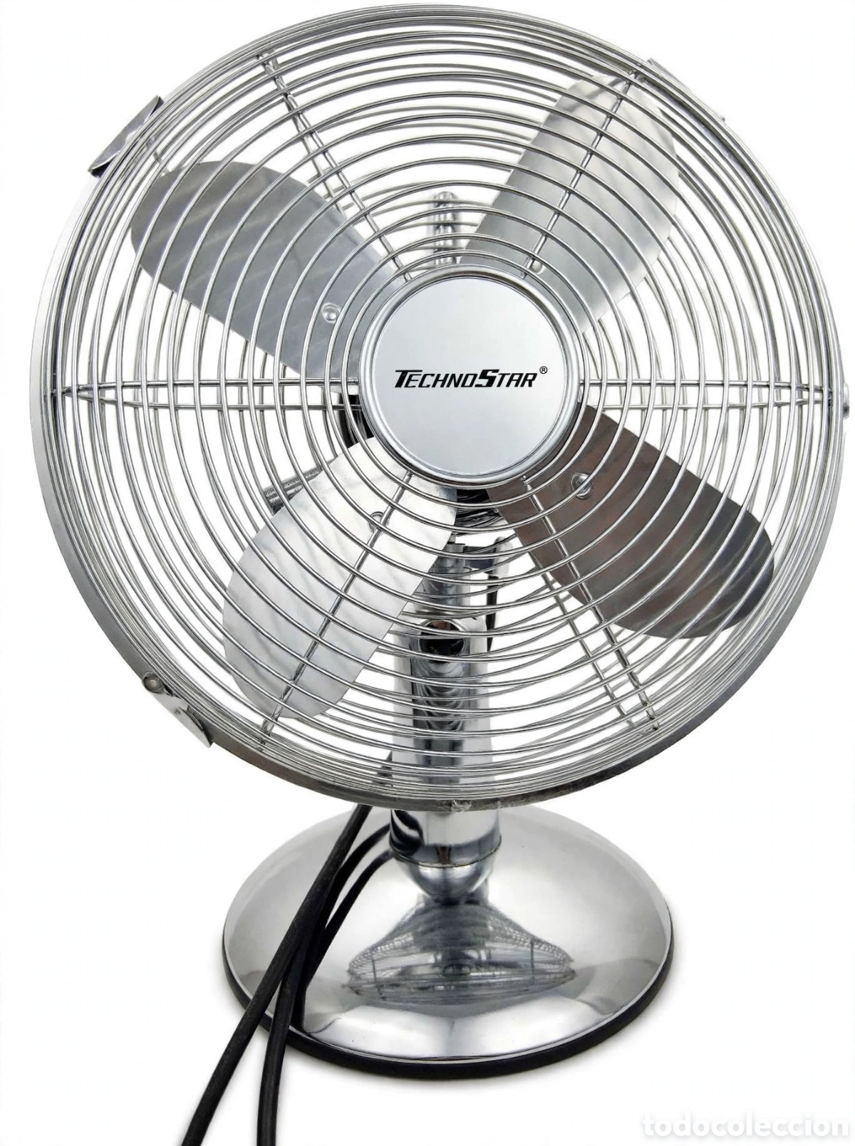 Vintage: Ventilador Vintage TECHNOSTAR Cromado A&ntilde;os 70 Sobremesa Metal FUNCIONA