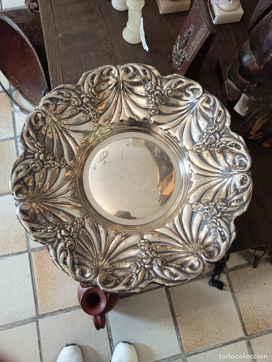 Vintage: Bandeja de metal plateado