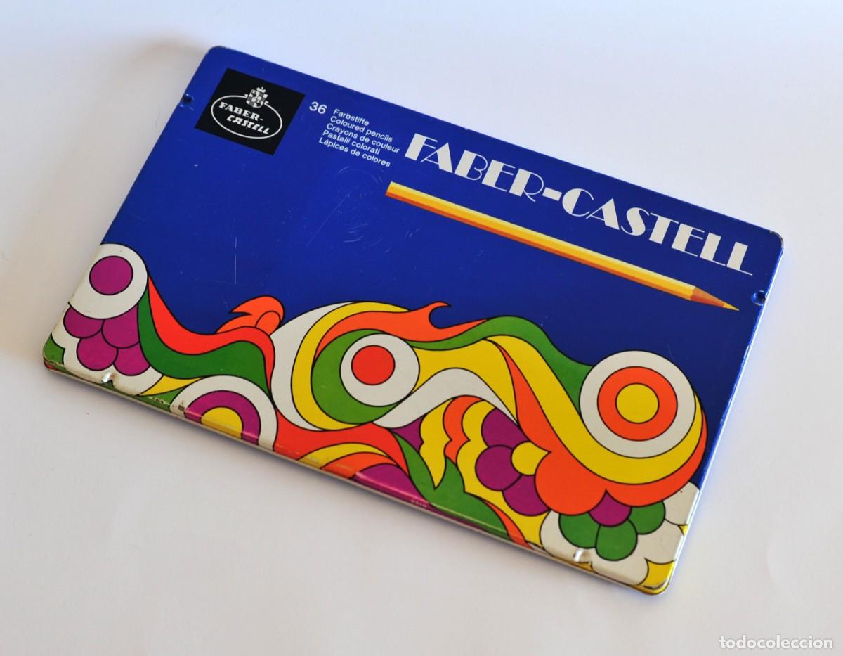 Vintage: Caja vintage de metal litografiado, con 36 l&aacute;pices de colores. Marca Faber-Castell, Made in Germany.