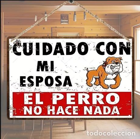 Vintage: Divertido regalo Placa de metal vintage con Bulldog - Texto espa&ntilde;ol