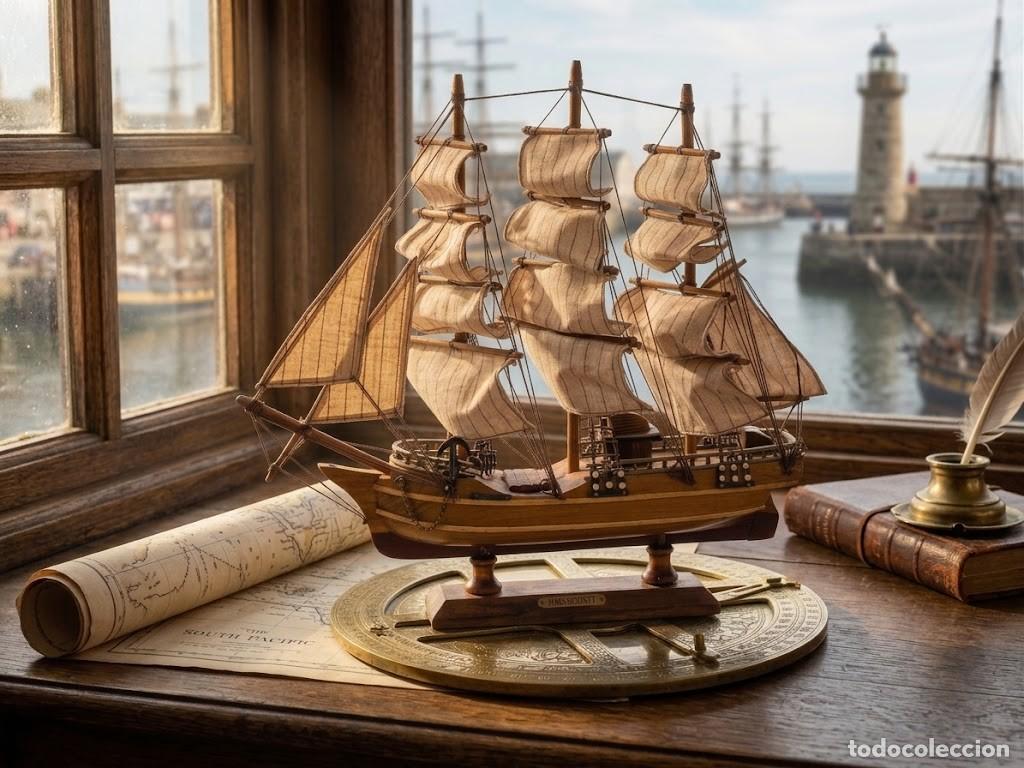 Vintage: Maqueta n&aacute;utica HMS Bounty. Madera y velas.