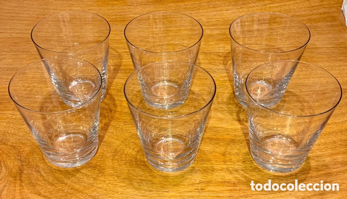 Vintage: Vasos de vino (6). Cristal. A&ntilde;os 60.