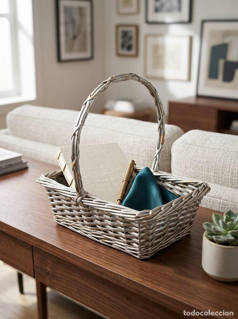 Vintage: CESTA MET&Aacute;LICA DECORATIVA