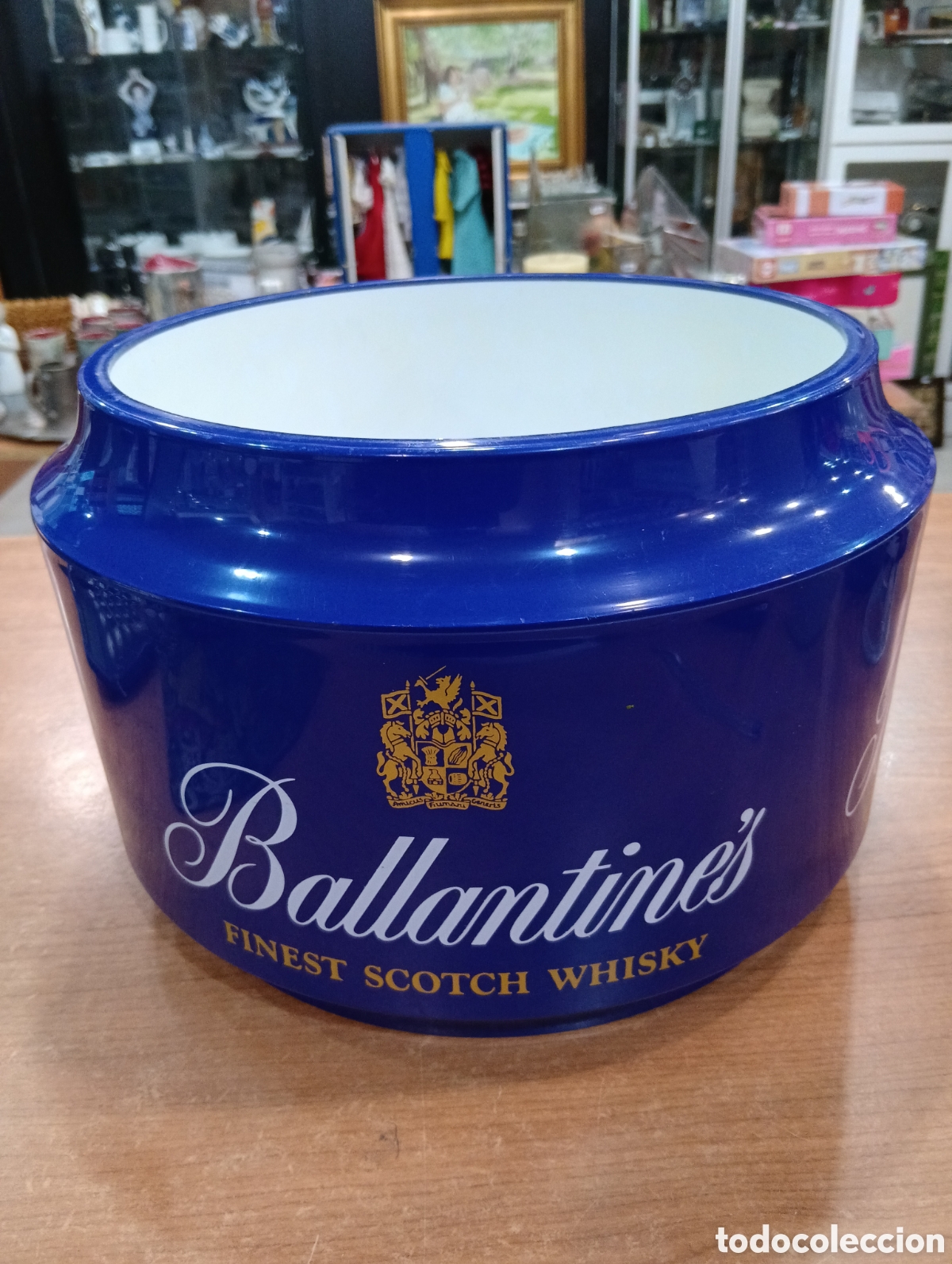 Vintage: Cubeta Ballantine&acute;s Azul letras blancas y doradas