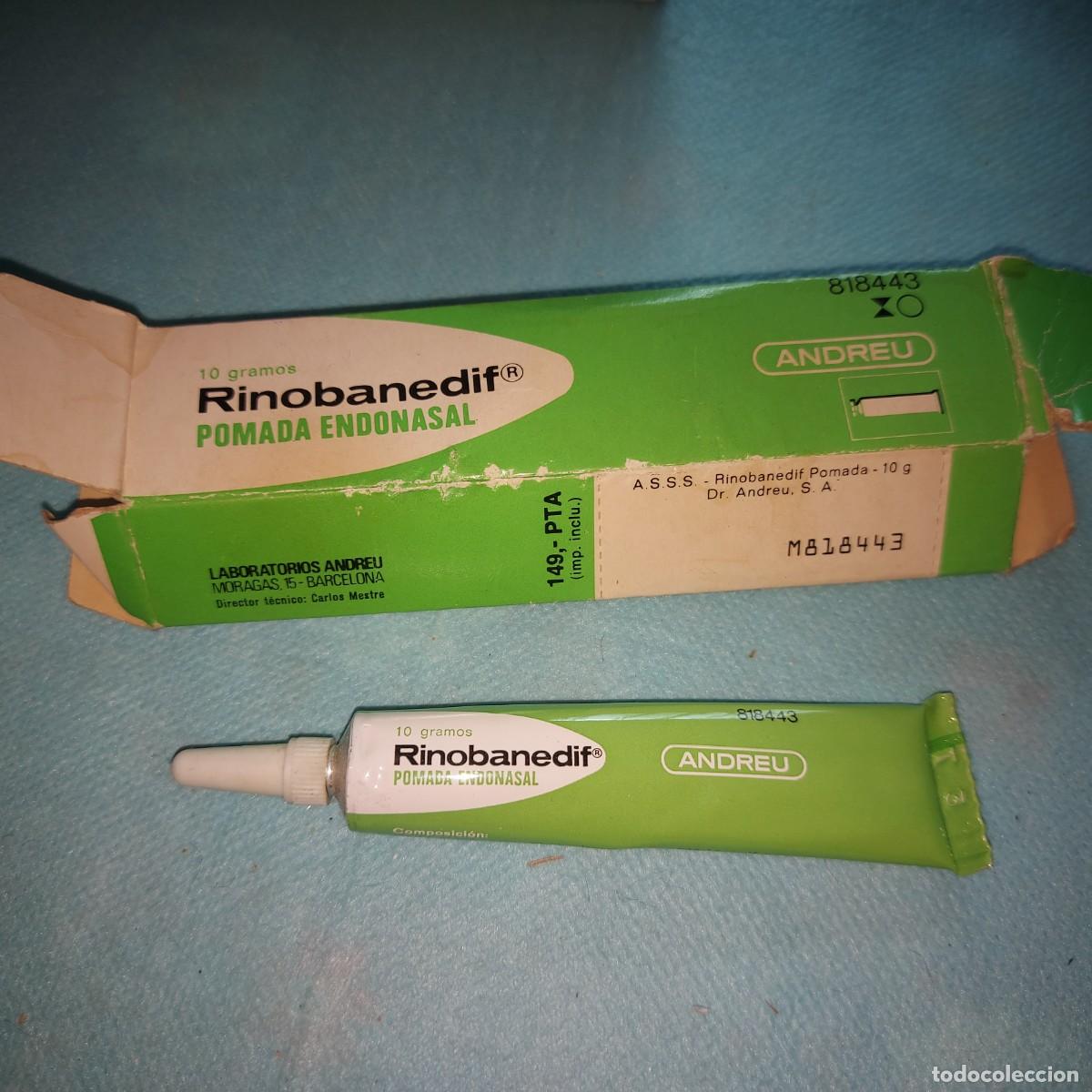 Vintage: ANTIGUO MEDICAMENTO FARMACIA - POMADA ENDONASAL CON ANTIBIOTICOS, RINOBANEDIF