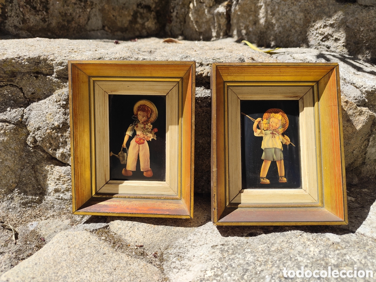 Vintage: Pareja de Cuadros Vintage Infantiles A&ntilde;os 60/70 - Estilo Kitsch / Retro