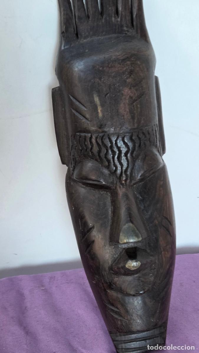 Vintage: mascara de arte africano madera de ebano - Foto 4