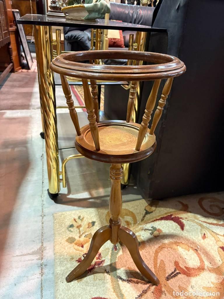 Vintage: MACETERO CON PIE DE MADERA - Foto 4