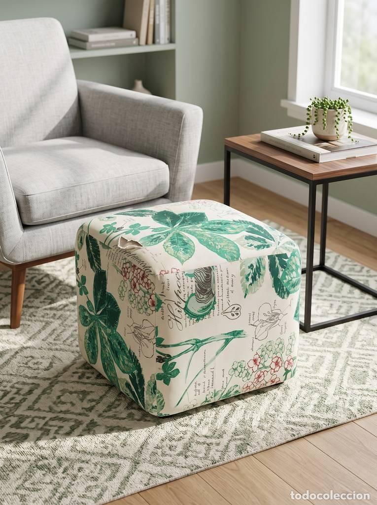 Vintage: PUFF CON DECORACI&Oacute;N TROPICAL