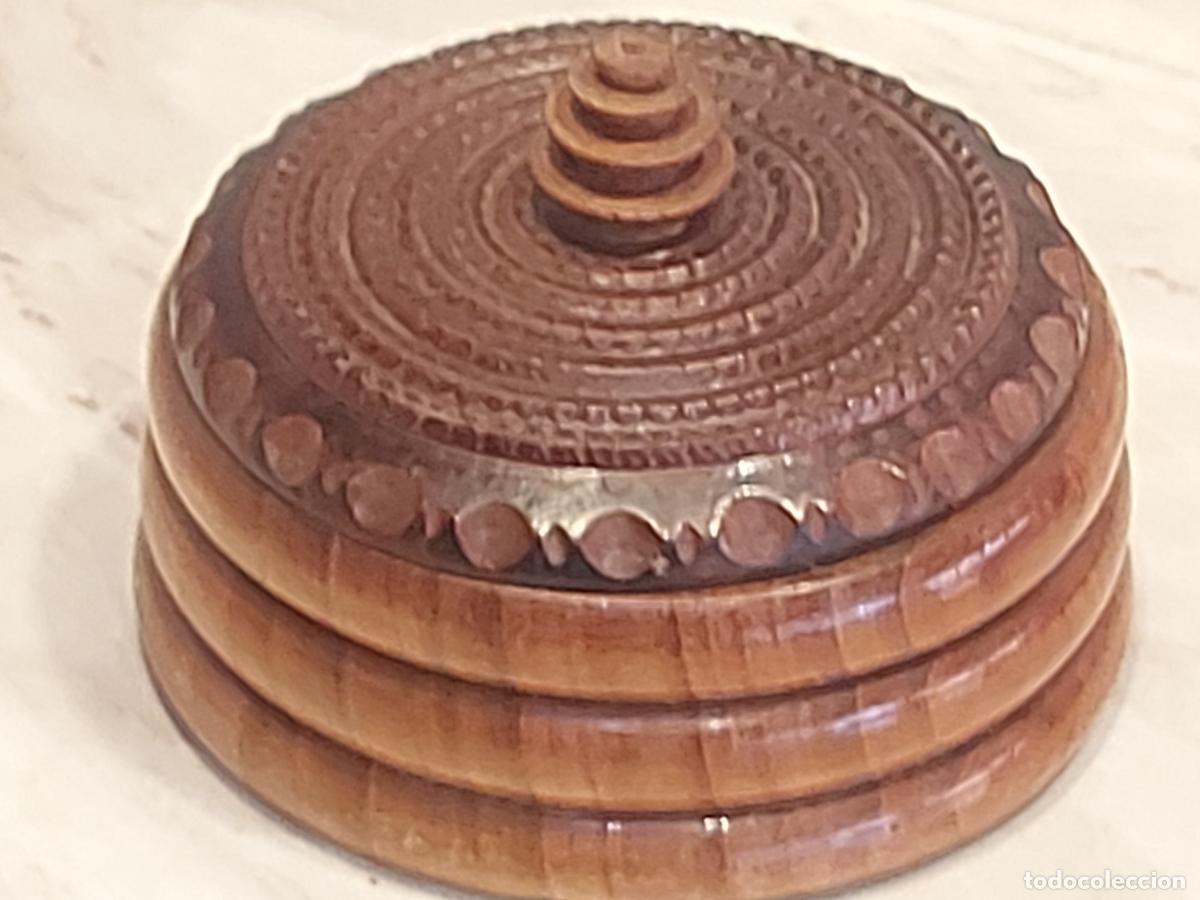 Vintage: CAJA JOYERO REDONDA DE MADERA | TAPA TALLADA | DECORACI&Oacute;N ARTESANAL