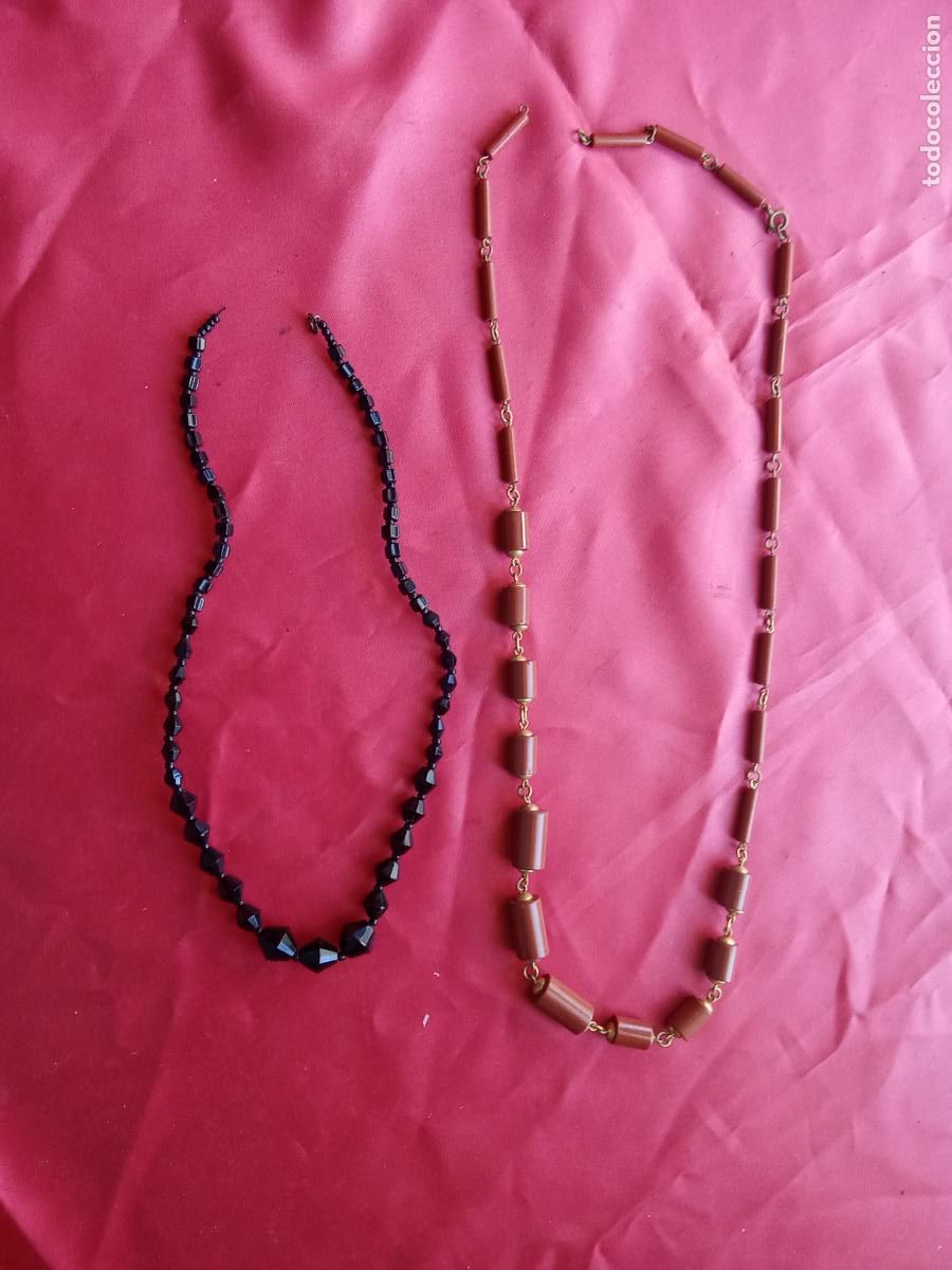 Vintage: Desguace dos collares bisuteria, piedra y cristal plastico