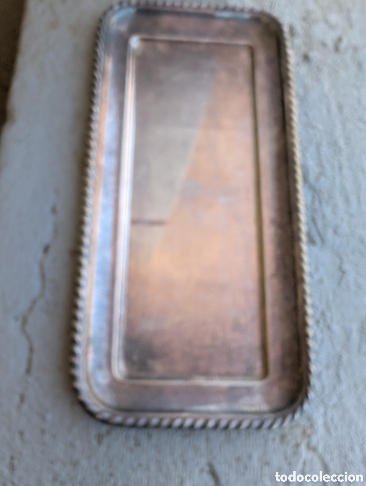 Vintage: Bandeja Alargada Vintage de Alpaca Plateada - Grabado Monograma GDD