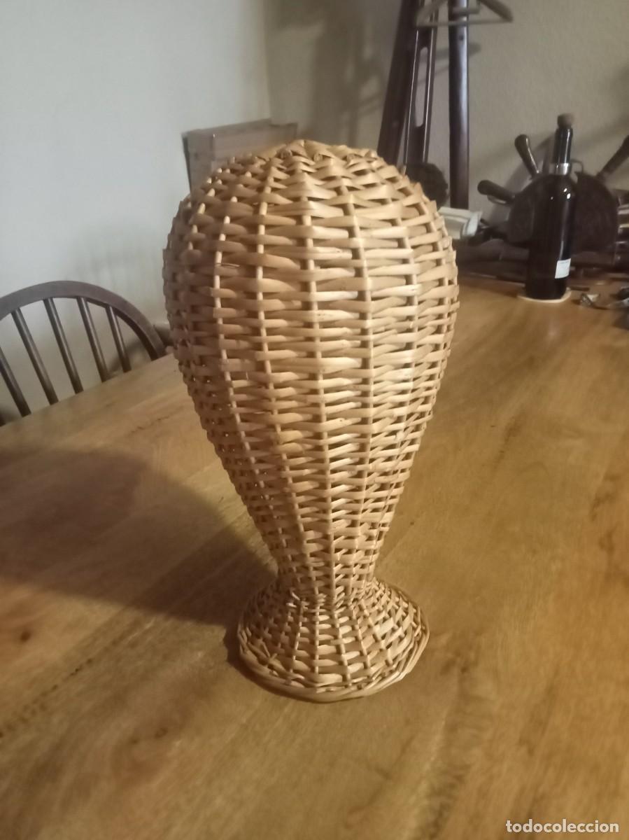 Vintage: SOPORTE SOMBREROS CABEZA DE MIMBRE