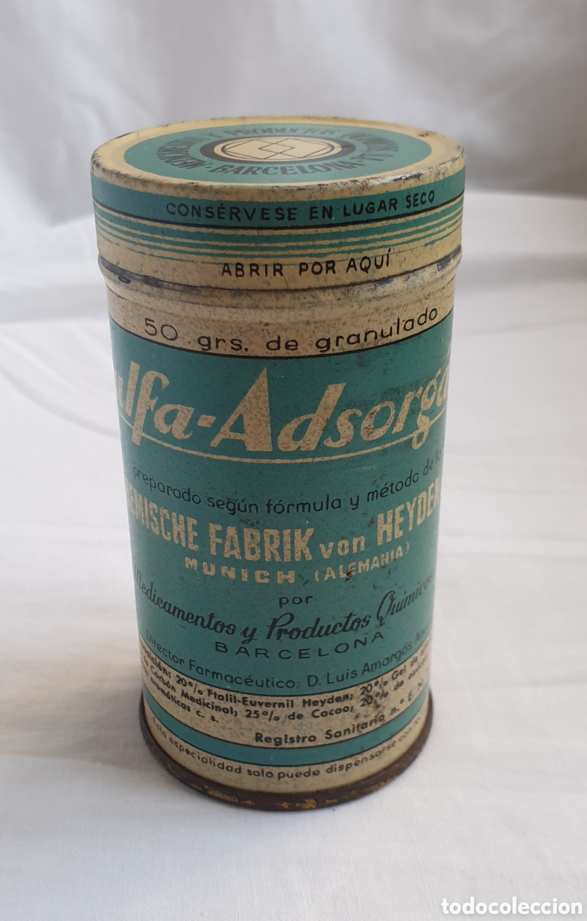 Vintage: LATA LITOGRAFIADA SULFA-ADSORG&Aacute;N
