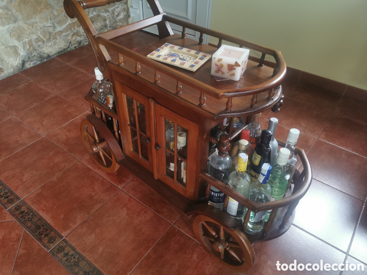 Vintage: Carrito de bar para bebidas en madera - Foto 2