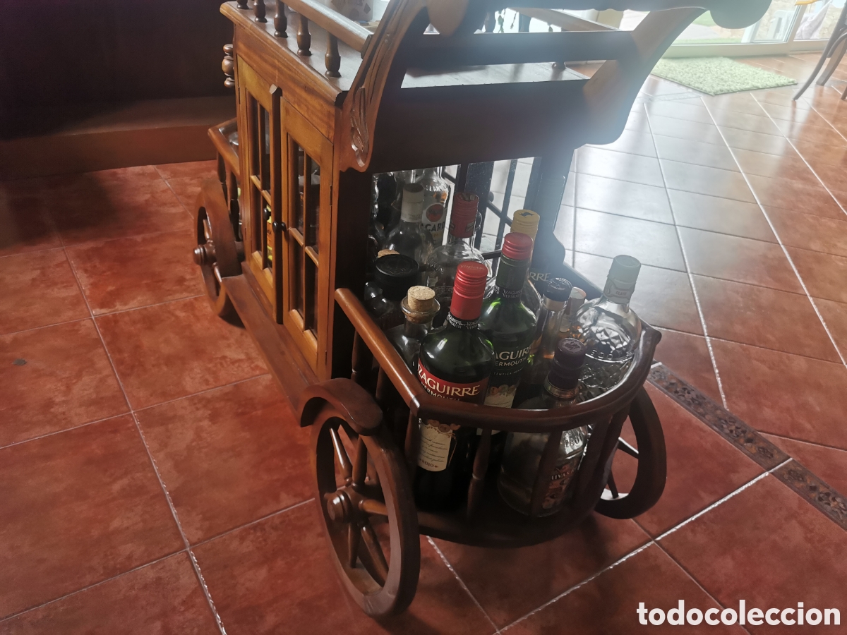 Vintage: Carrito de bar para bebidas en madera - Foto 4