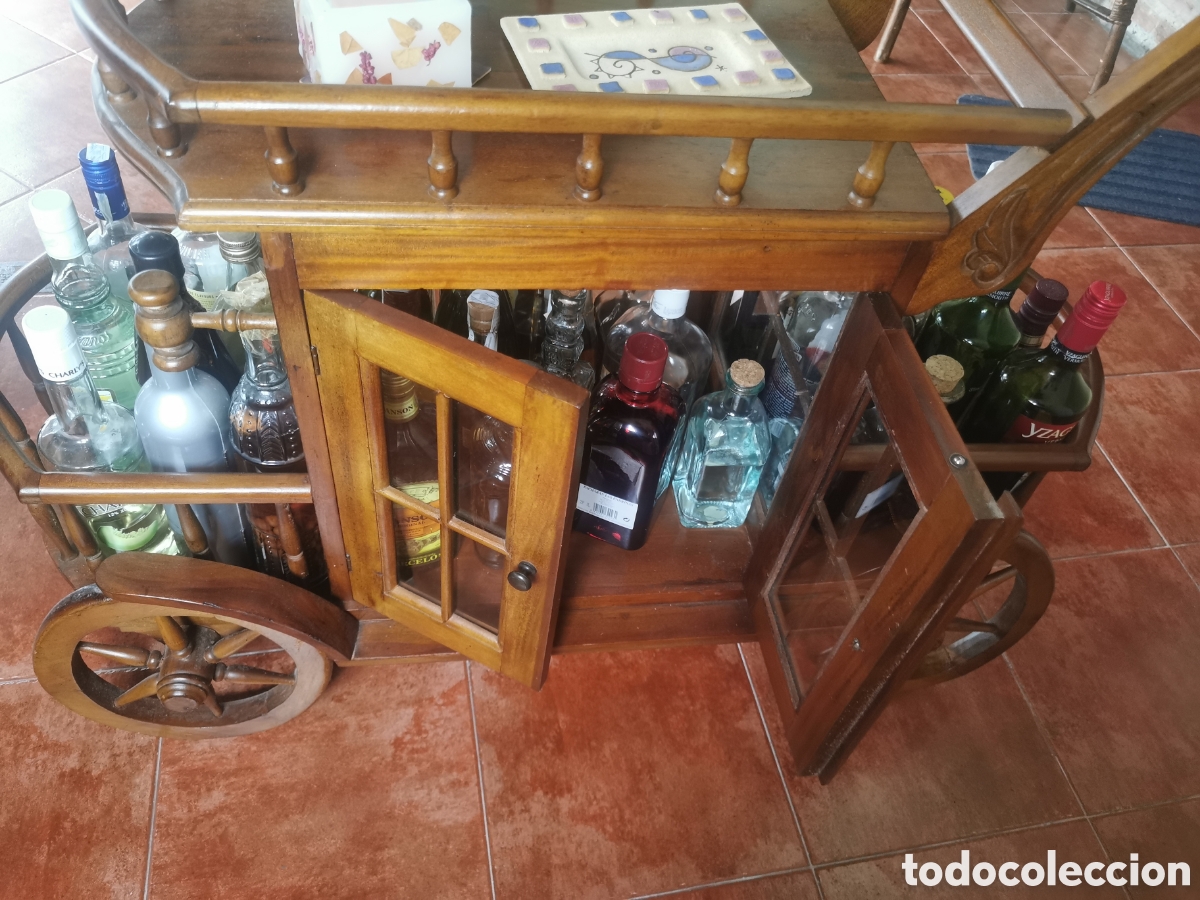 Vintage: Carrito de bar para bebidas en madera - Foto 11