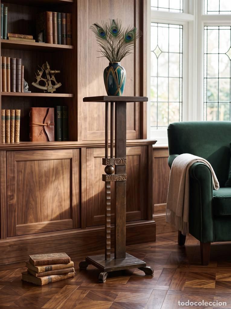 Vintage: ANTIGUO PEDESTAL DE MADERA