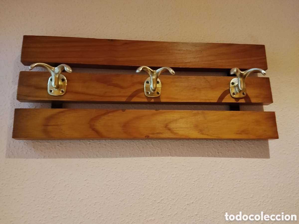 Vintage: PERCHERO DE PARED MADERA MACIZA - Foto 1