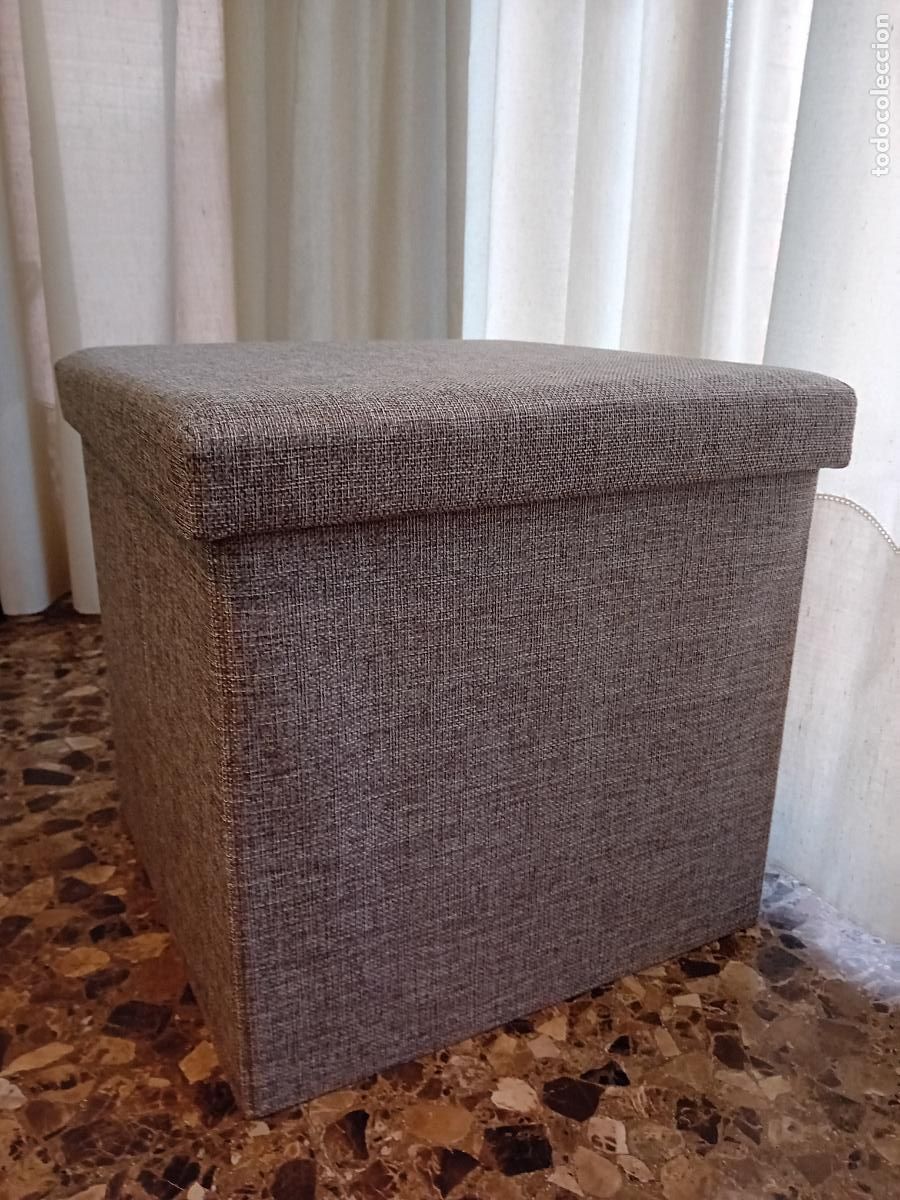 Vintage: CAJA PUF ASIENTO CON ALMACENAJE. 38 X 38 CM X 36 CM ALTO. PLEGABLE. VER FOTOS Y DESCRIPCION.